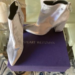 Stuart Weitzman Blue Velvet Bootie 9.5